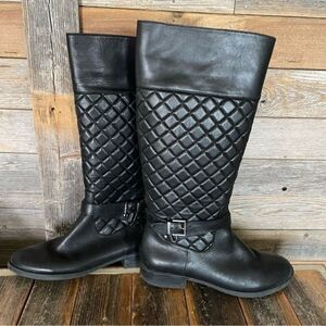 Arturo Chiang Black Quilted Zip Up Riding Boots EUC Women’s Size 8.5M (38 1/2)